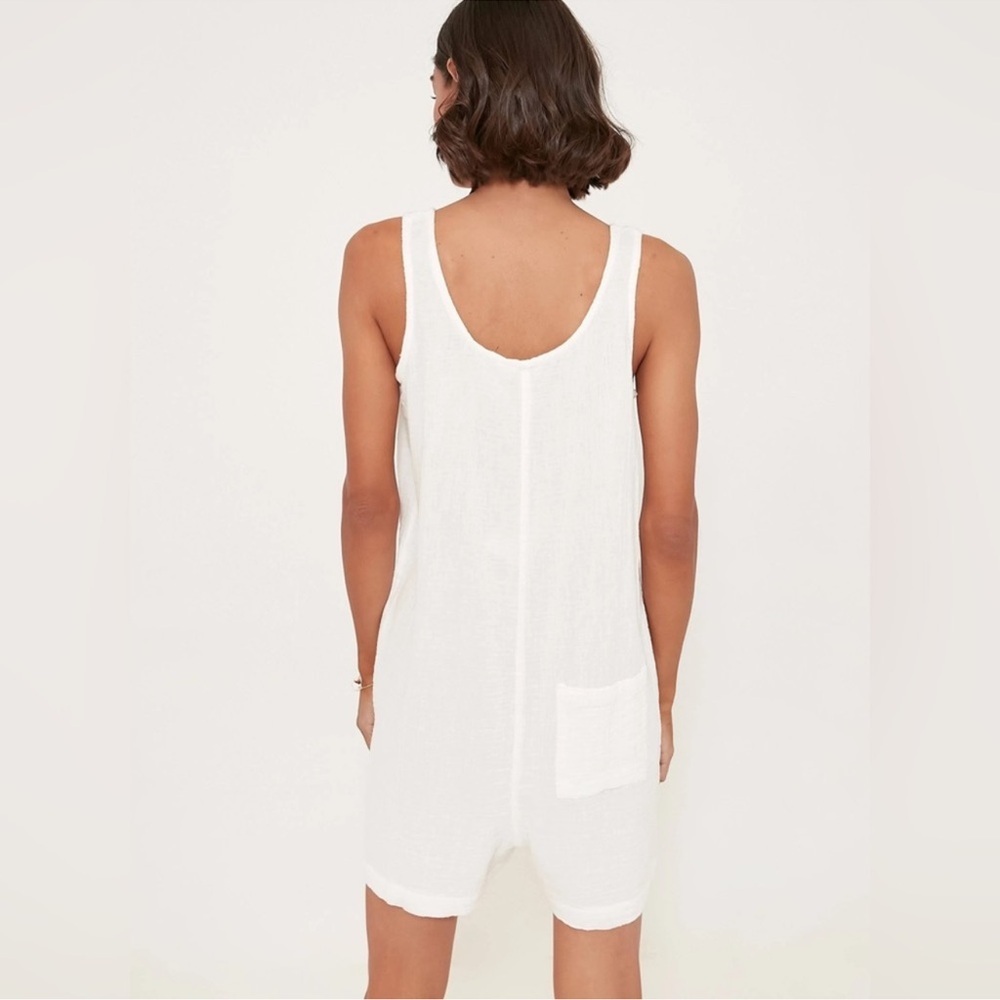 Faherty White Button-Front Romper - image 3